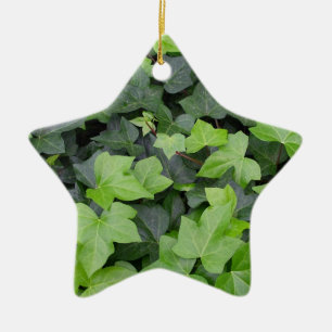 Green Ivy Botanical Print Ceramic Ornament