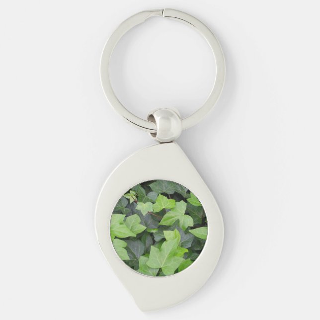 Green Ivy Botanical Print Keychain (Front)