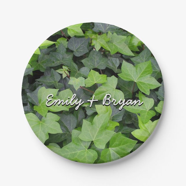 Green Ivy Botanical Print Paper Plate (Front)