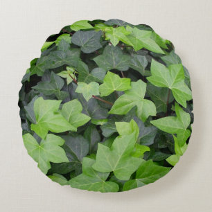 Green Ivy Botanical Print Round Pillow