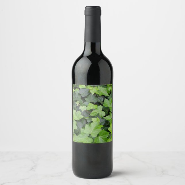 Green Ivy Botanical Print Wine Label (Front)
