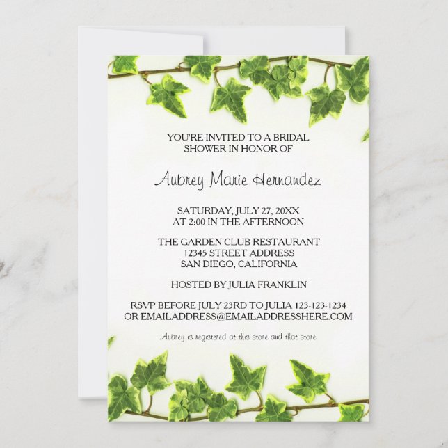 Green Ivy - Bridal Shower Invitation (Front)