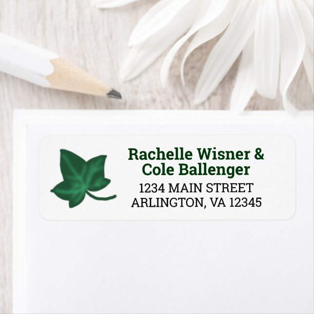 Green Ivy Garden Wedding Adresse de retour Label (En situation)
