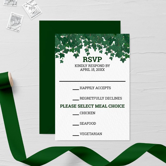 Green Ivy Garden Wedding Carte RSVP (Créateur téléchargé)