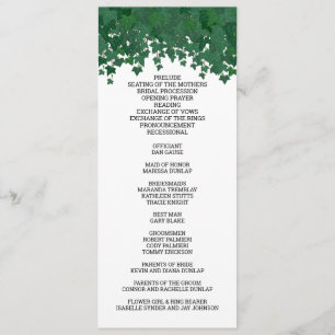 Green Ivy Garden Wedding Program