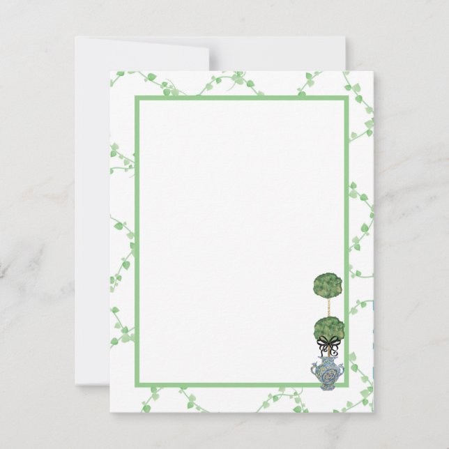 Green Ivy Lattice Topiary Ginger Jar Jars Card (Front)