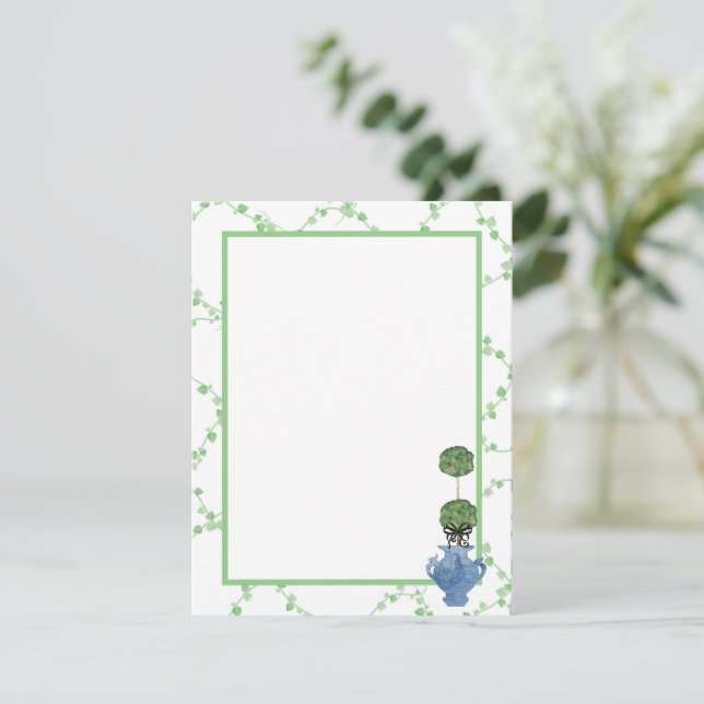 Green Ivy Lattice Topiary Ginger Jar Jars Card (Standing Front)