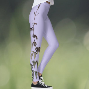 Green Ivy on Lilac Purple Personalized Leggings