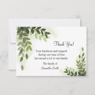 Green Ivy Thank You Funeral Card, Bereavement Card