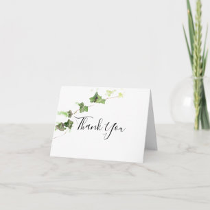 Green Ivy Vine Watercolor Sympathy Thank You Card