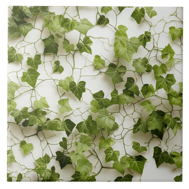 Green Ivy Wall, seamless Botanical Illustrations Tile (Front)