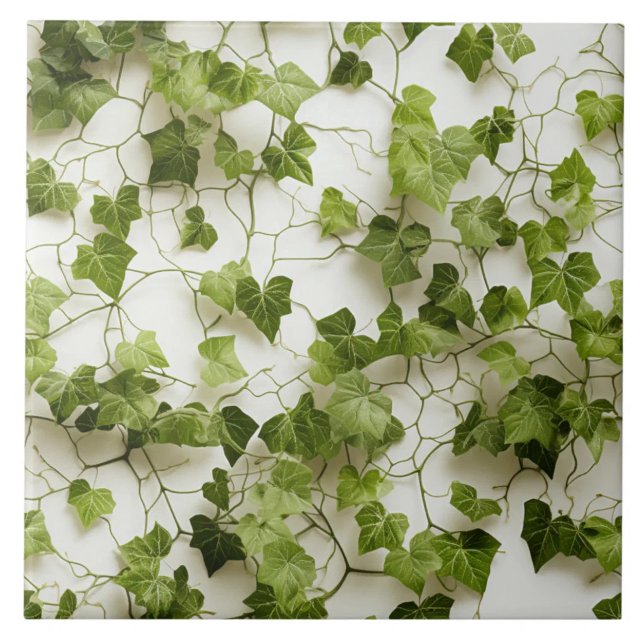 Green Ivy Wall, seamless Botanical Illustrations Tile (The complete printed tile design. Tiles sold individually.)