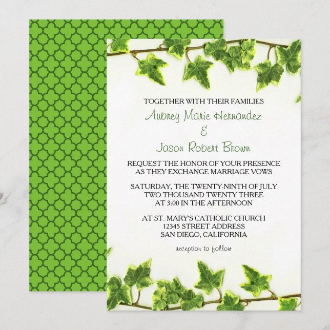 Green Ivy - Wedding Invitation (Front/Back)