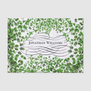Green Ivy with Monogrammed Name Tissue Paper