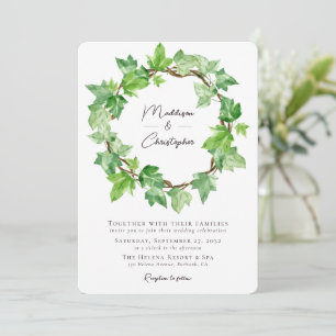 Green Ivy Wreath Wedding Invitation