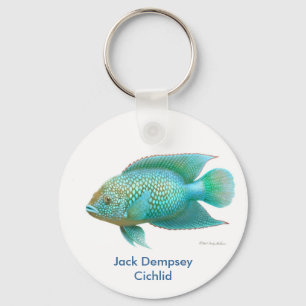 Green Jack Dempsey Cichlid Keychain
