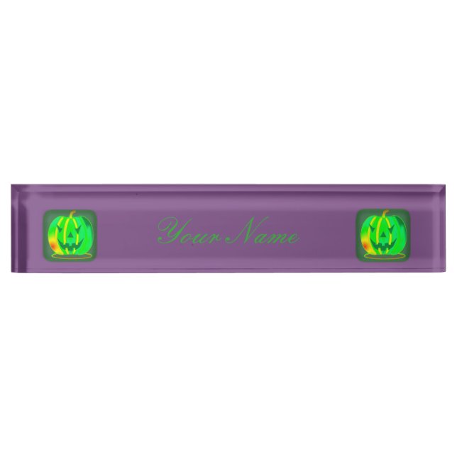 Green Jack o'lantern Halloween Thunder_Cove Nameplate (Front)