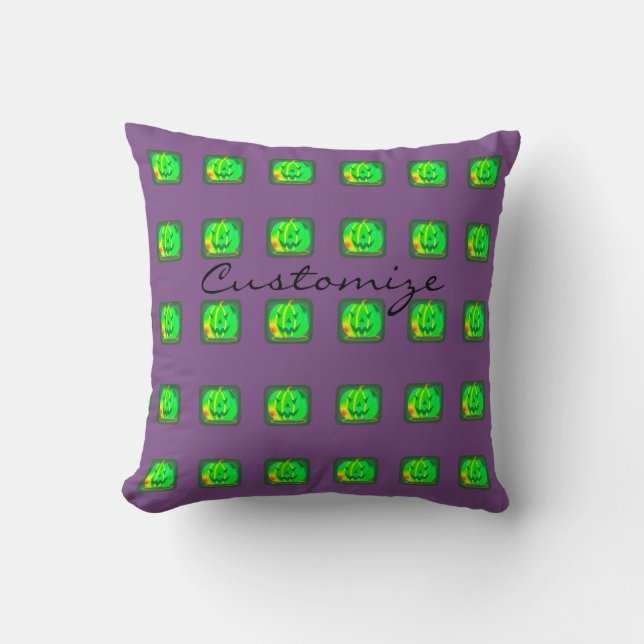 Green Jack o'lantern Halloween Thunder_Cove Throw Pillow (Front)