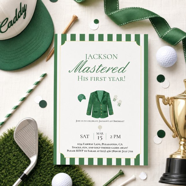 Green Jacket Golf First Birthday Invitation (Creator Uploaded)