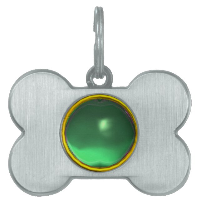 GREEN JADE GEM STONE PET ID TAG (Front)