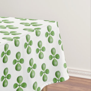 Green Jade Tree Leaves on White Tablecloth