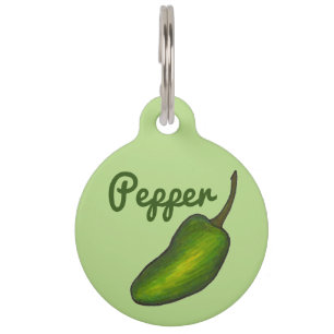 Green Jalapeño Hot Pepper Personalized My Name Is Pet Tag