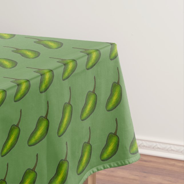 Green Jalapeno Hot Spicy Pepper Cooking Food Tablecloth (In Situ)