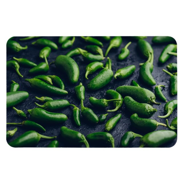 Green Jalapeno Peppers on Concrete Background Magnet (Horizontal)
