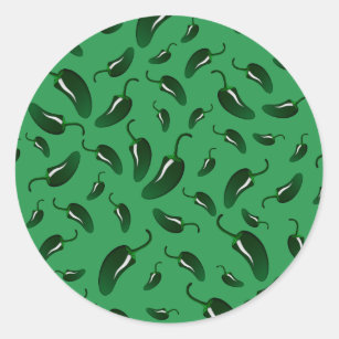 Green jalapeno peppers pattern classic round sticker