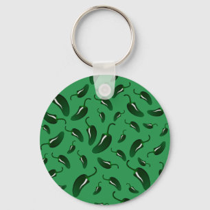 Green jalapeno peppers pattern keychain