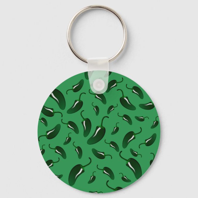 Green jalapeno peppers pattern keychain (Front)