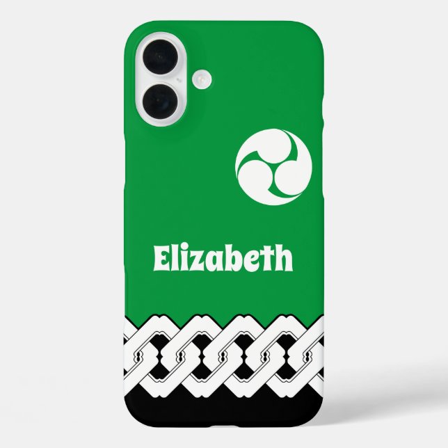 Green Japanese Chain and Spiral Pattern Case-Mate iPhone Case (Back)