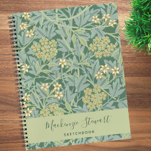 Green Jasmine Botanical Pattern Sketchbook Notebook