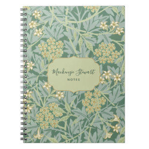 Green Jasmine Floral Pattern Notebook
