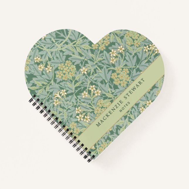 Green Jasmine Floral Pattern Notebook (Front)