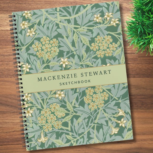 Green Jasmine Floral Pattern Sketchbook Notebook (Creator Uploaded)