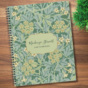 Green Jasmine Floral Pattern Sketchbook Notebook