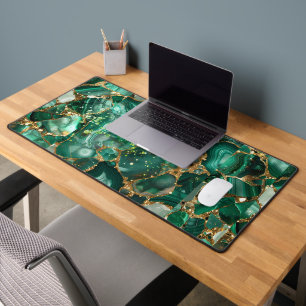 Green Jasper  & Gold  Desk Mat