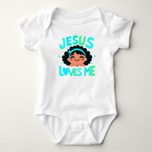Green "Jesus Loves Me" Design Baby Bodysuit