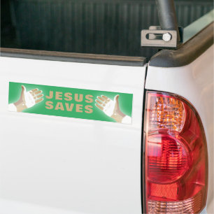 green JESUS SAVES Bumper Sticker