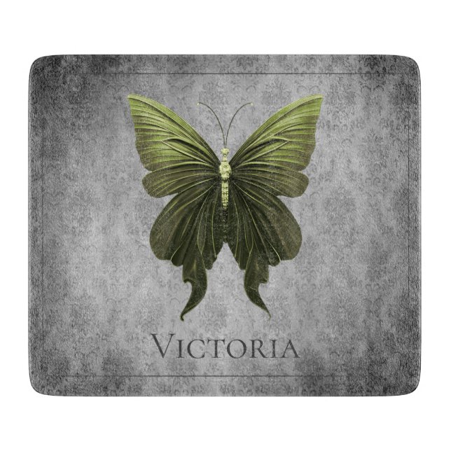 Green Jewelled Butterfly Cutting Board (Front)