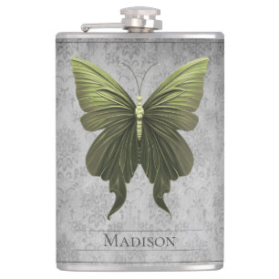 Green Jewelled Butterfly Flask