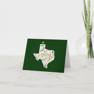 Green Joy Holiday Leaves Texas Shape Photo Card