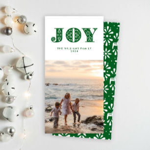 Green Joy Swedish Dala Horse Holiday Photocard