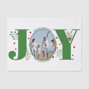 Green Joy with berries Christmas photo Tissue Paper