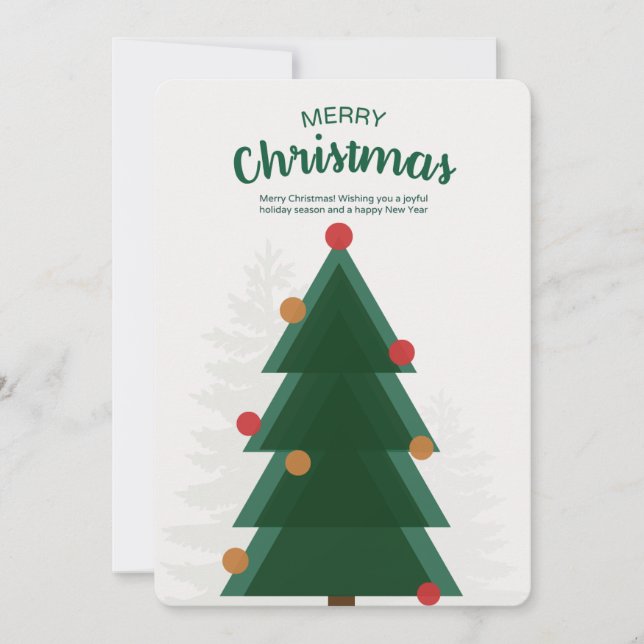 Green Joyeux Noël Arbre Invitation (Devant)