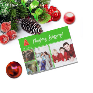 Green Joyoux Noel Photo Holiday Card