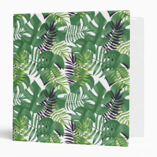 Green Jungle Leaves Nature Seamless Pattern White Binder