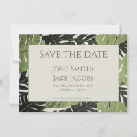 Green Jungle Leaves Save the Date Card