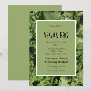 Green Kale Vegan Bbq Cookout Party Invitation